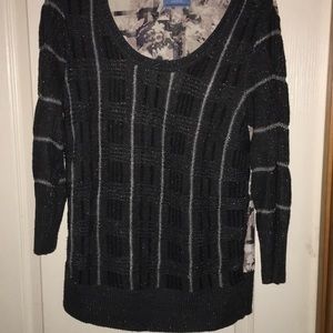 Grey & silver sweater with flower back